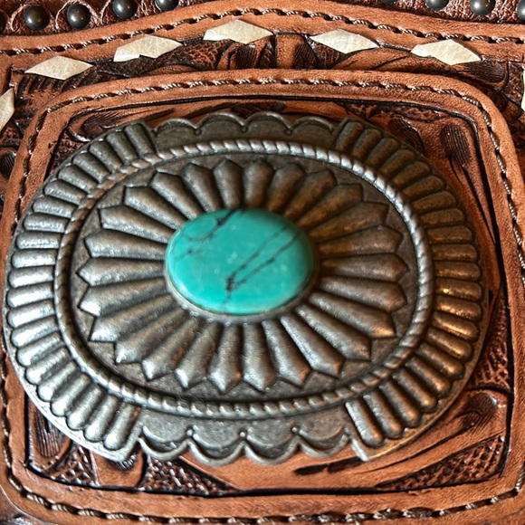 New NWT American darling purse with teal accent and hand tooling. - Picture 7 of 13